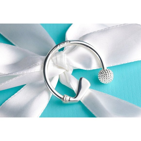 Tiffany & Co. Golf Keyring Golf Ball and Club Keychain in Sterling Silver 35mm - Picture 6 of 9